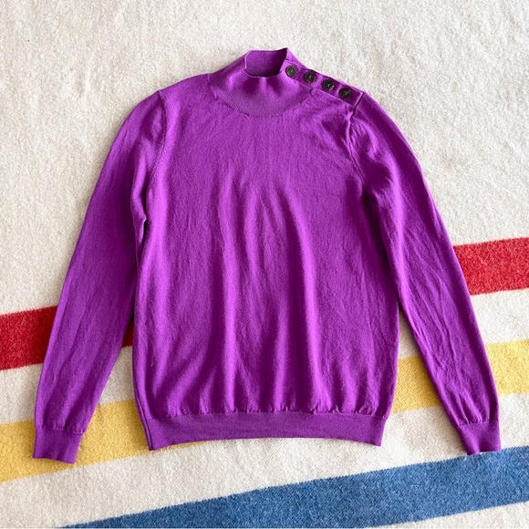 Sezane Jacob Merino Wool Long Sleeve Pullover sweater in purple - Picture 5 of 8